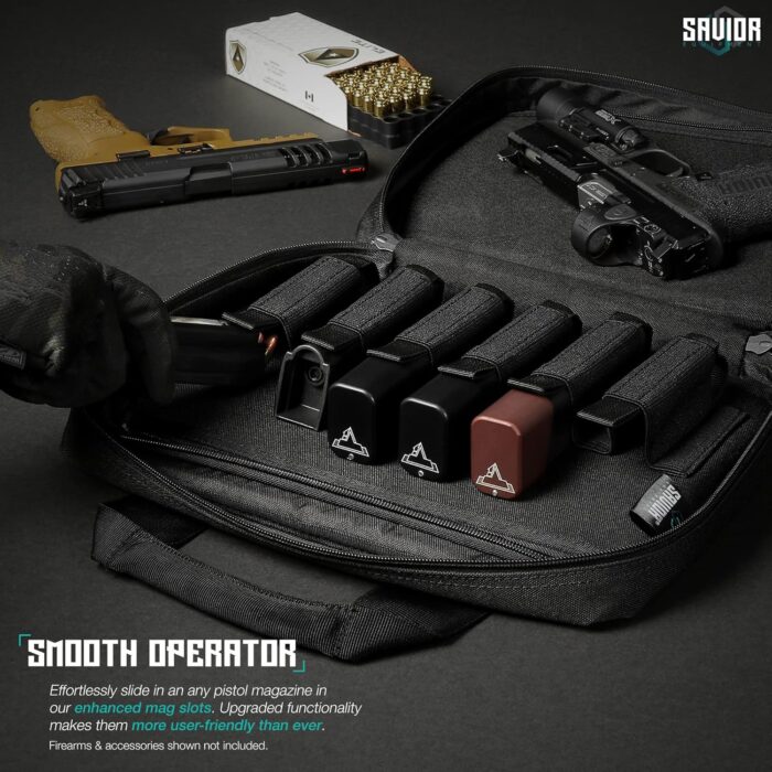 Savior Equipment Specialist Series Tactical Double Scoped Handgun Firearm Case Pistol Bag for Outdoor Hunting Shooting Range, Lockable Compartment, Additional Magazine Storage Slots - Image 4