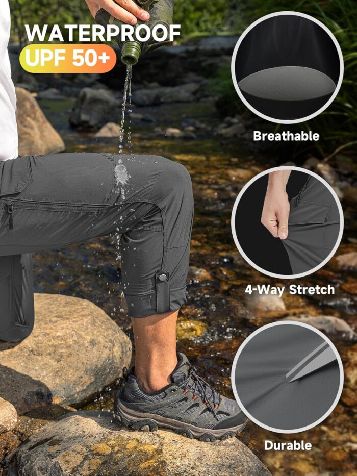 Moosehill Men's Hiking Cargo Pants Lightweight Water-Resistant Quick Dry for Tactical Work Fishing Golf Travel Outdoor Casual - Image 4