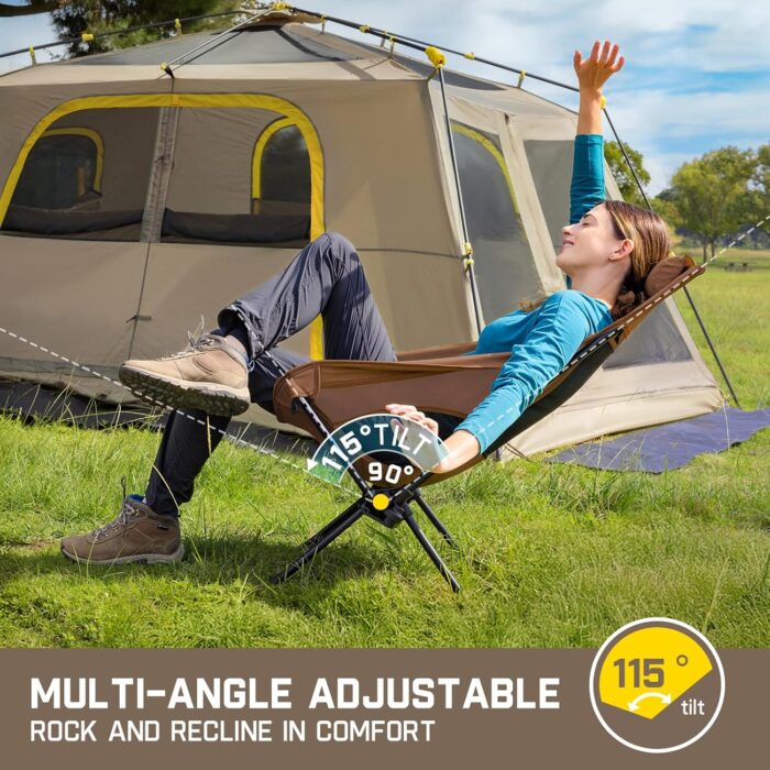 FanttikOutdoor Zeta L8 Max Camping Chair, Portable & Lightweight, Multi-Angle Adjustable, Supports up to 250 lbs, Comfort-Driven Design, High Strength Camping Chair for Travel, Hiking, Fishing (Brown) - Image 4