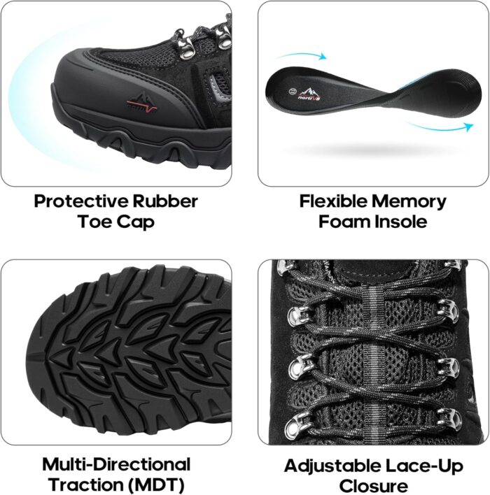 NORTIV 8 Men's Waterproof Hiking Shoes Leather Low-Top Hiking Shoes for Outdoor Trailing Trekking Camping Walking Quest - Image 4