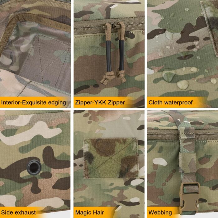 PETAC GEAR 4 PCS Tactical Modular Packing Cubes with Waterproof Material, Large Capacity Storage Bag, Easy Clean Outdoor Travel Organize Storage Pouches Bags (MC) - Image 4