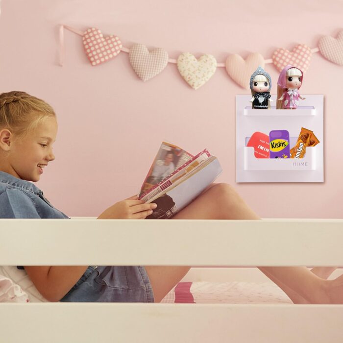 Bedside Shelf Accessories Organizer- Wall Mount Self Stick On,Ideal for Glasses,Remote,Earphone, Cell Phone Charger,Manicure Kit - Image 6