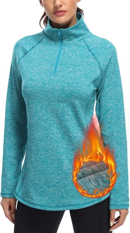 Miusey Womens Quarter Zip Running Pullover Jackets Long Sleeve Workout Tops (PRIME)