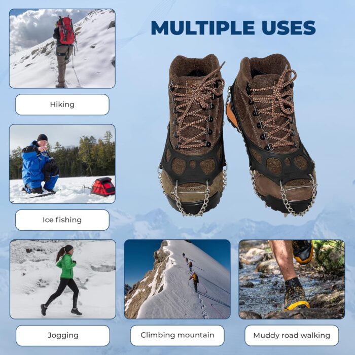 Crampons Ice Cleats for Hiking Spikes By Yatta Life - Professional Winter Boots with 12 Stainless Steel Spikes for Shoes & Boots - Outdoor Camping, Running, Mountaineering Ice & Snow Grips Accessories - Image 6
