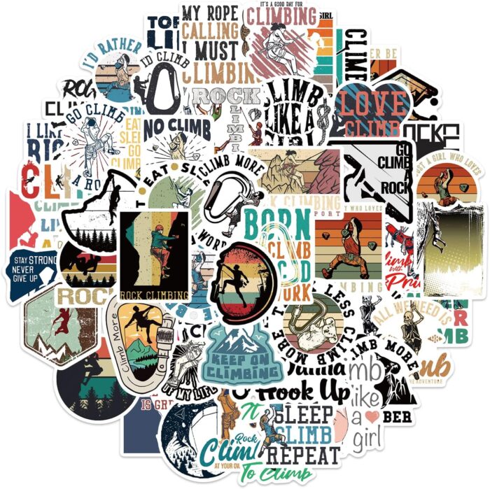 54 PCS Rock Climbing Stickers,Outdoor Extreme Sports Stickers for Water Bottles, Laptops, Suitcases,Skateboards,Car,Perfect Gifts for Climber,Adults,Teens and Kids - Image 2