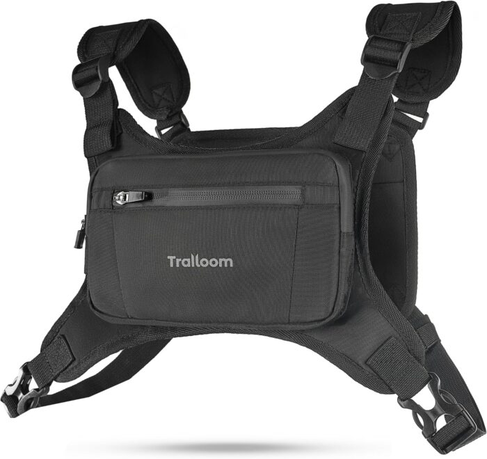 Running Chest Pack, Reflective Vest, Water Repellent, Phone Holder, Workout Bag for Runners, Cycling, Biking, EDC Pouch, Jogging Carrier, Hidden Pocket, Men & Women, Lightweight