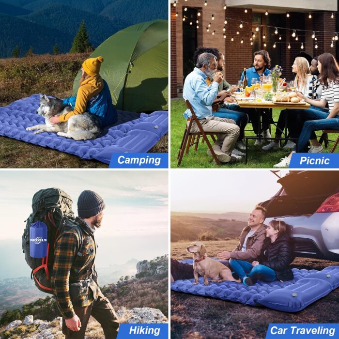 Sleeping Pad, Ultralight Inflatable Sleeping Pad for Camping, Built-in Pump, Ultimate for Camping, Hiking, Airpad, Carry Bag, Repair Kit, Compact & Lightweight Air Mattress(Blue) - Image 6