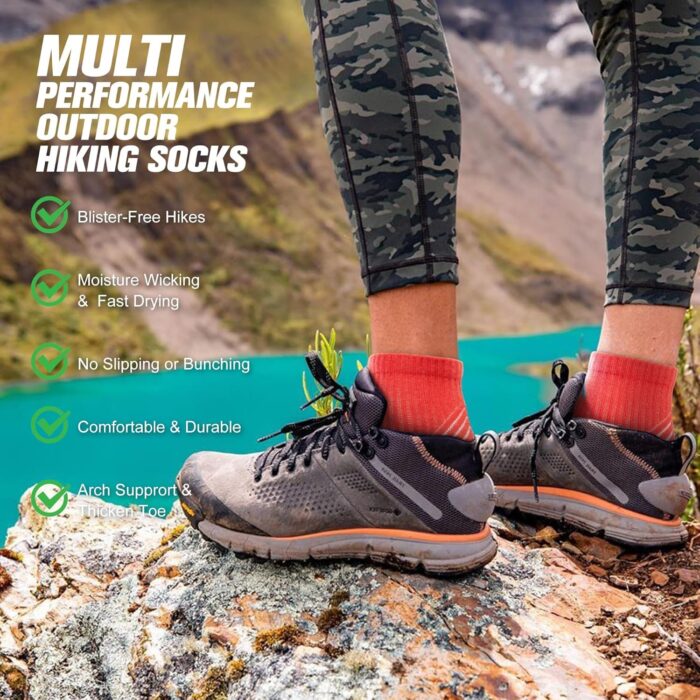 innotree Merino Wool Hiking Socks for Women Quarter Ankle Crew Thermal Cushion Moisture Wicking Socks,5 Pairs - Image 4