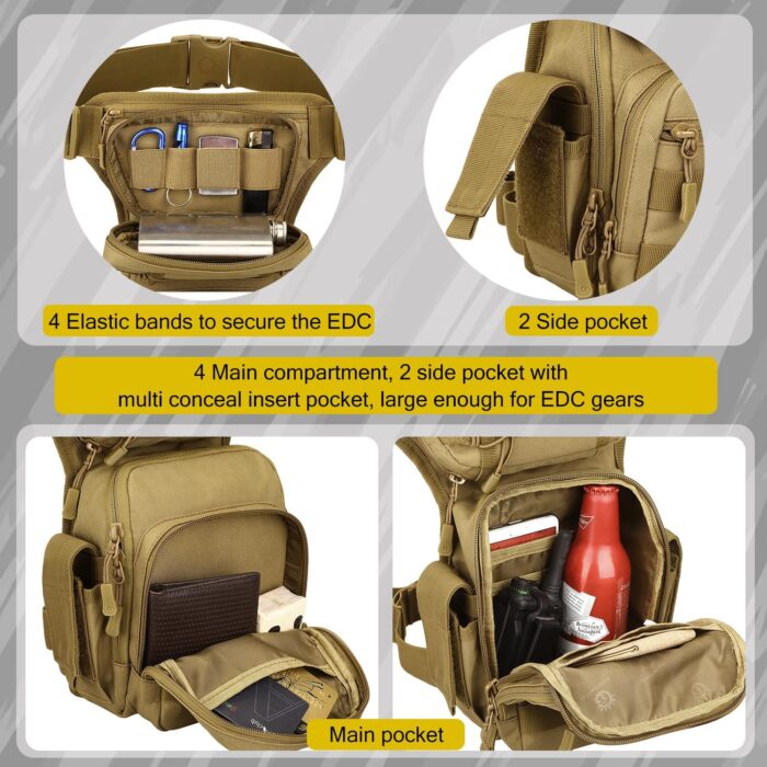 Protector Plus Tactical Drop Leg Bag Military Tool Gear Fanny Thigh Pack Utility Airsoft Motorcycle Cycling Waist Gear Pouch (Patch Included) - Image 3