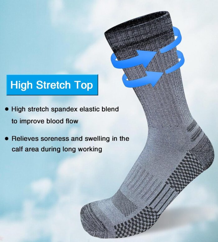 Men's Crew Work Boot Socks Thick Cushioned Moisture Wicking Hiking Sock 4 Pairs - Image 5