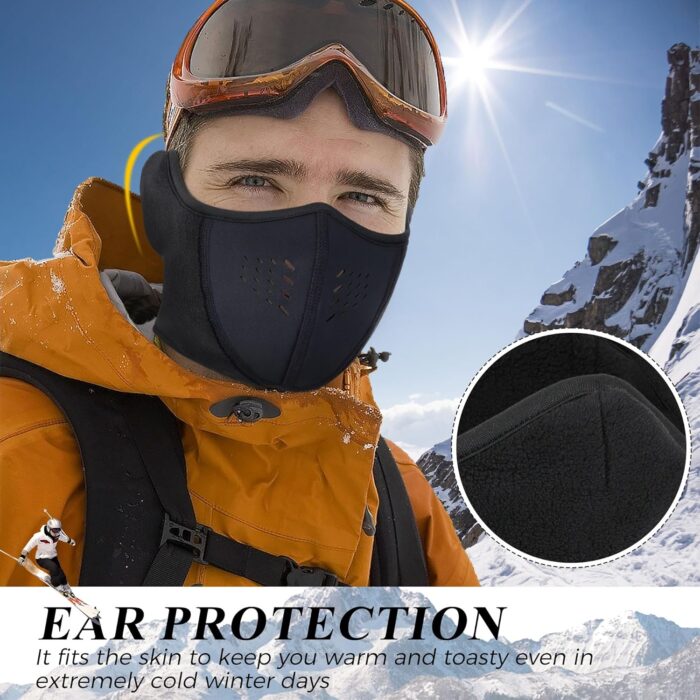 WTACTFUL Balaclava Cold Weather Half Face Mask for Men Women Windproof Warm Thermal Breathable for Skiing Snowboarding Motorcycle Cycling Hiking Winter Outdoor Sports 2pcs-Black #1 - Image 3
