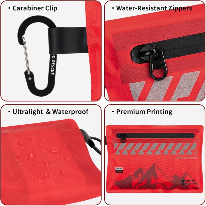 RHINO RESCUE Small First Aid Kit Ultralight Waterproof Medical Kit for Hiking, Backpacking, Cycling, Travel, Vehicles, HSA/FSA Eligible - Image 4