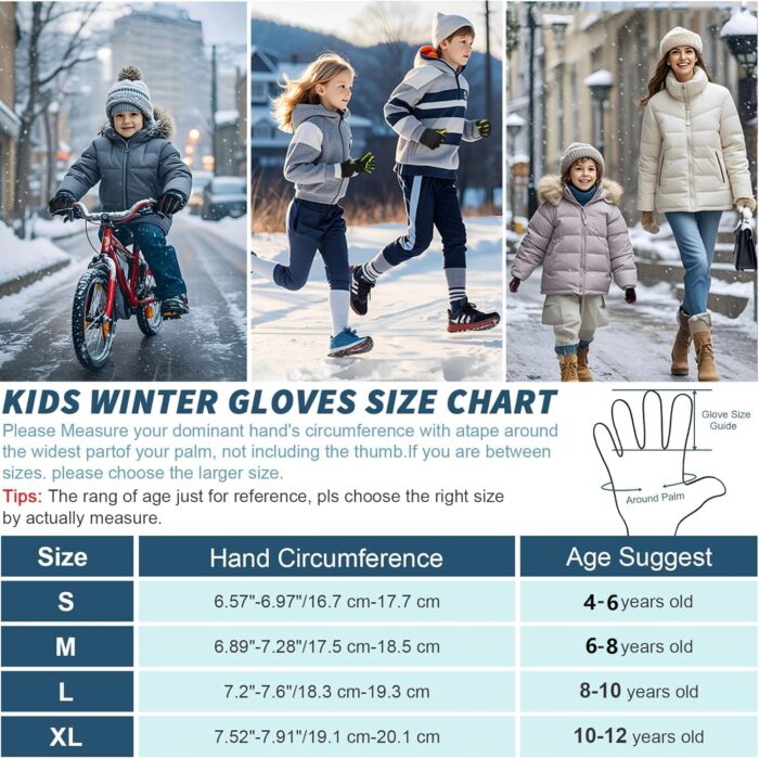 Sukeen Kids Winter Gloves, Touchscreen Anti-Slip Kids Cycling Gloves for Kids Boys Girls, Lightweight Boys Gloves for Running Cycling Biking Sports Outdoor - Image 5