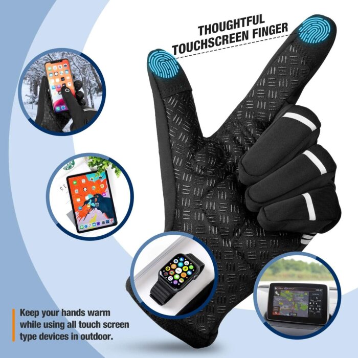 Hikenture Winter Cycling Gloves for Men and Women - Thermal Full Finger Bike Gloves - Touch Screen Windproof Warm Non-Slip Road Mountain Bicycle Gloves for Running,Driving,Hiking,and Skiing - Image 2