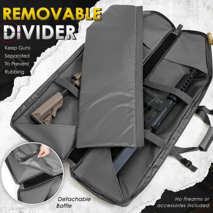 DULCE DOM Double Rifle Case 36/42/48 inch Soft Gun Bag Tactical Backpack with Removable Dividers for Hunting Shooting Range, MOLLE System Multiple Magazine Pouches & Accessory Bags - Image 5