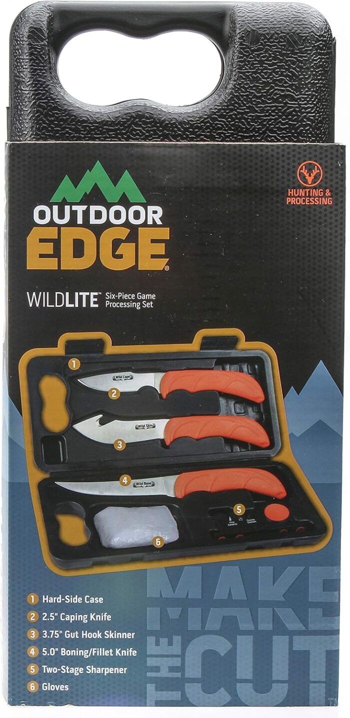 Outdoor Edge WildLite - 6-Piece Field to Freezer Hunting & Game Processing Knife Set with Gut Hook Blade, Caping Knife - Hunting Knives for Gutting Deer with Case - Deer & Elk Accessories - Image 8