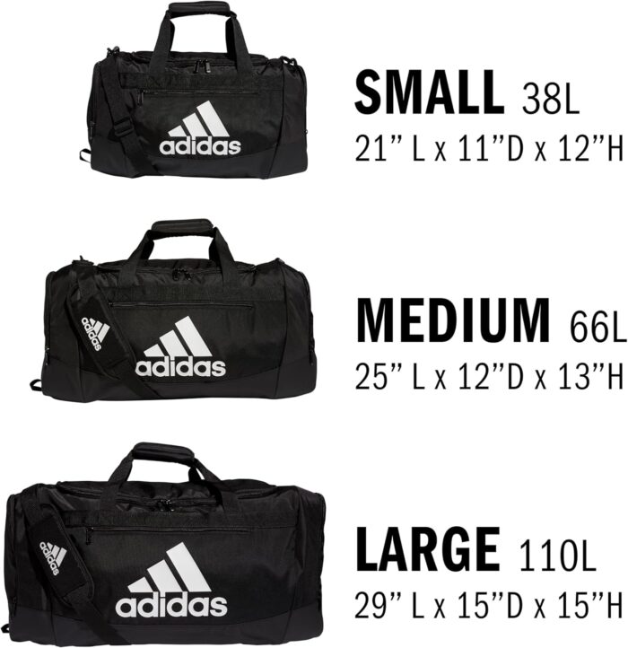 adidas Unisex Defender 4.0 Gym Duffel Bag for Men and Women, Black/White, Medium (66L) - Image 6