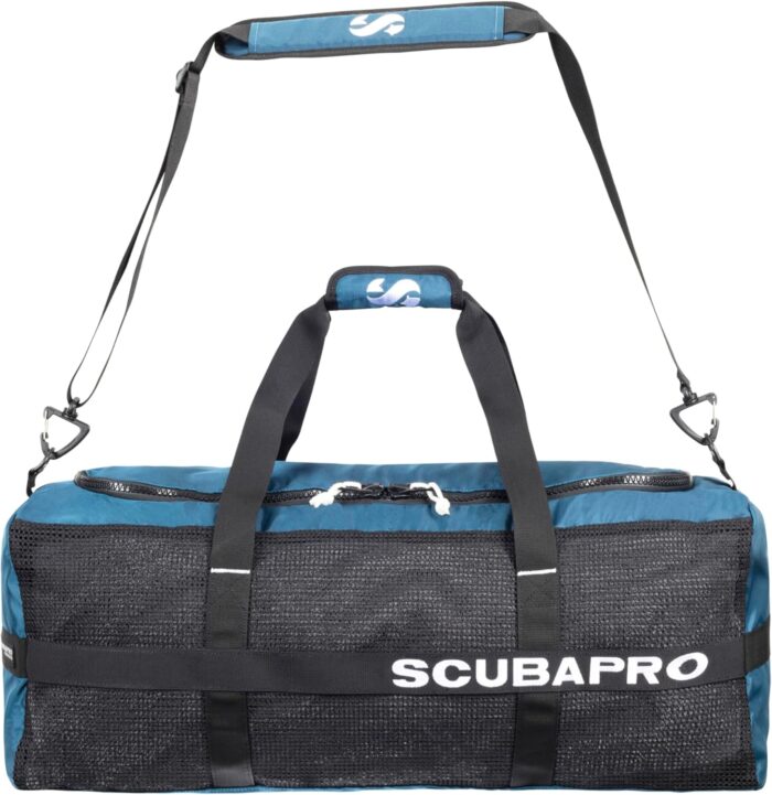SCUBAPRO Sport 95 Mesh Dive Bag with Double Duffel Straps and Adjustable Shoulder Strap for Scuba Diving Gear, Denim Blue Color Fabric - Image 2