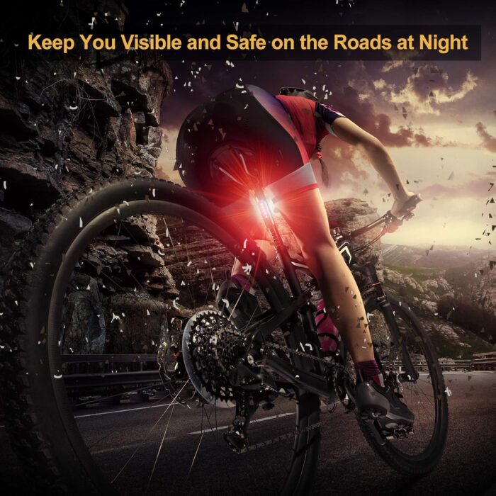 Ascher USB Rechargeable LED Bike Tail Lights 2 Pack, Bright Bicycle Cycling Rear Light, 4 Light Mode Options Safety Bike Light for Adults Kids Men Women Road Mountain(2 USB Cables Included) - Image 6