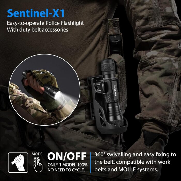 Tactical Flashlights High Lumens-1200 LM Police Flashlight with Holster for Duty Belt,Single Mode LED Flashlight for Camping/Law Enforcement-Sentinel-X1 - Image 2