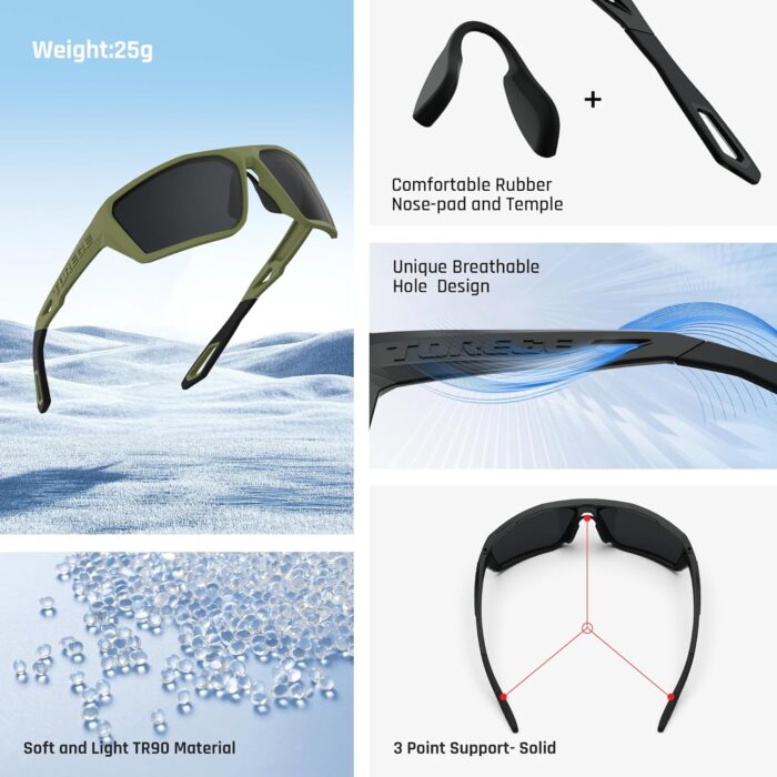 TOREGE Polarized Sports Sunglasses for Men Women Fishing Running Driving Cycling Sunglasses - Image 4