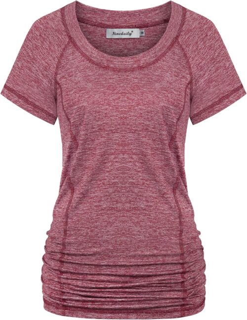 Ninedaily Womens Workout Top Running Yoga Shirt Summer Short Sleeve Casual Tunic