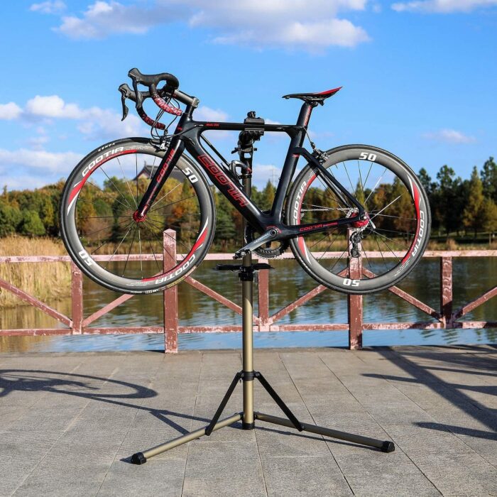 CXWXC Bike Repair Stand -Shop Home Bicycle Mechanic Maintenance Rack- Whole Aluminum Alloy- Height Adjustable (rs100) - Image 6