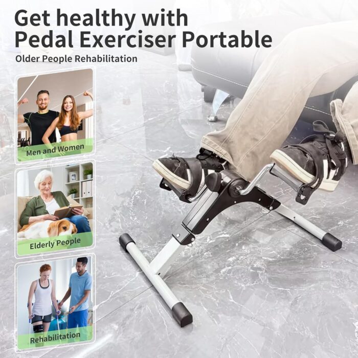 Under Desk Bike Pedal Exerciser with Interchangeable Suction Cups Mini Exercise Bike for Arms Legs Adjustable Resistance LCD Display Foldable Desk Cycling Equipment for Office Home Anti-Slip - Image 8