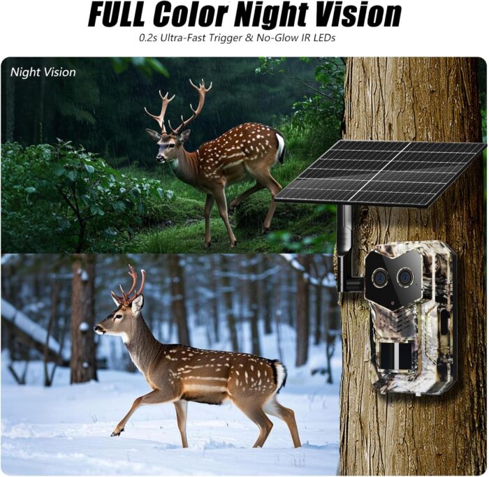 4G LTE Cellular Trail Camera with GPS, Dual Lens Trail Cam with Motion Detection, Solar Game camera that sends Pictures to Cell Phone, Waterproof Hunting camera with Color Night Vision and No-Glow IR - Image 6