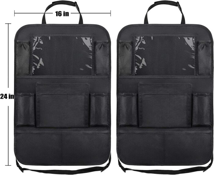 Car Backseat Organizer with 10" Table Holder, 9 Storage Pockets Seat Back Protectors Kick Mats for Kids Toddlers, Travel Accessories, 2 Pack - Image 5