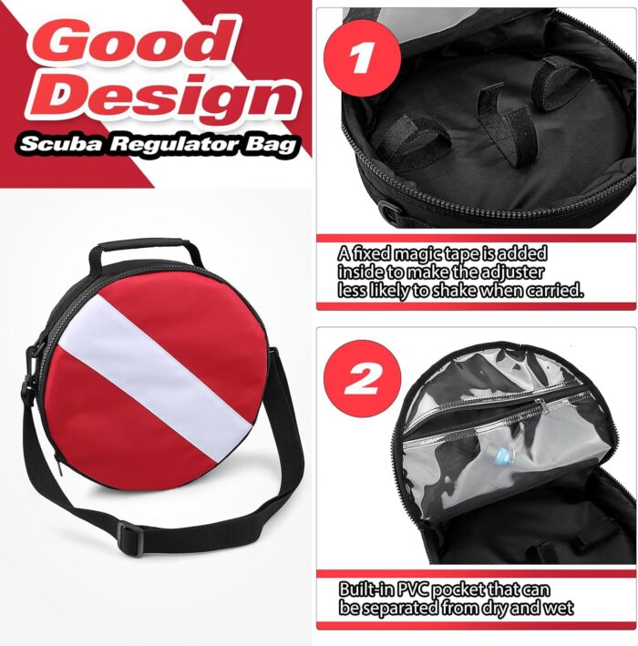 Portable Scuba Regulator Bag, Professional Diving Travel Bags Protective Gear Carry Handbag with Adjustable Shoulder Strap for Divers - Image 6