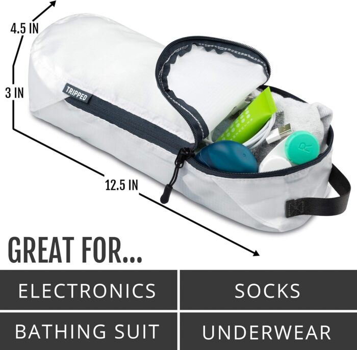 Large Compression Packing Cubes 6 Piece Set for Travel with Lightweight Laundry Bag for Carry-On Suitcase by TRIPPED Travel Gear (White) - Image 6