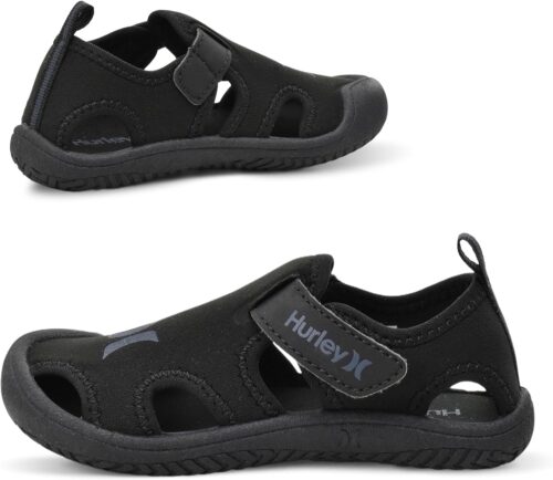 Hurley Kona Toddler Water Shoes - Beach Essentials, Girls and Boys Closed Toe Sandals, Lightweight, Breathable, Kids Water Shoes with Non-Slip Sole and Adjustable Straps, Outdoor Toddler Swim Shoes