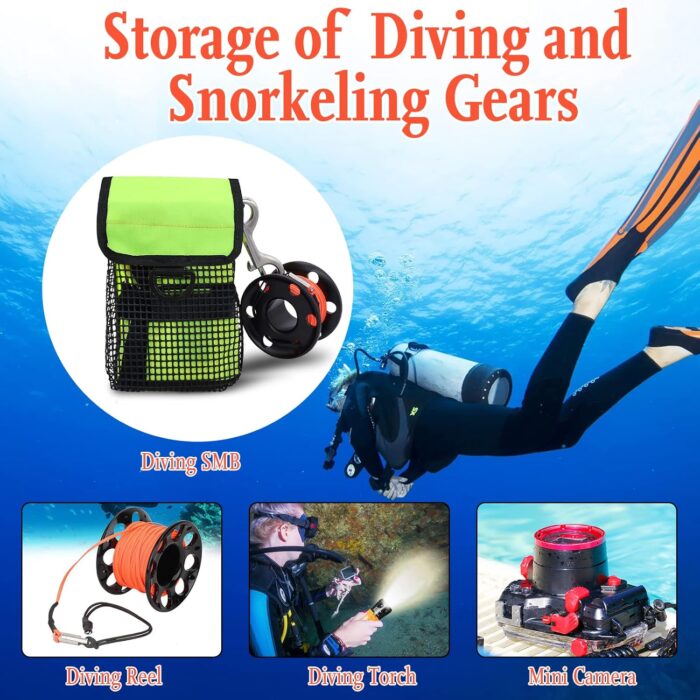 Scuba Diving Gear Bag, Finger Reel/SMB Safety Surface Marker Buoy Mesh Storage Pocket, Snorkeling Equipment Holder Carry Pouch - Image 2