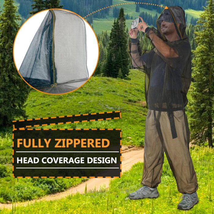 South to East Mosquito Suit - Net Bug Mesh Pants & Jacket with Hood for Outdoor Protection from Bugs, Flies, Gnats, No-See-Ums & Midges - Mosquito Clothing for Men & Women with Carrybag, M Size - Image 5