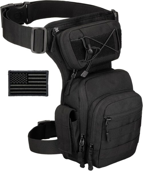 Protector Plus Tactical Drop Leg Bag Military Tool Gear Fanny Thigh Pack Utility Airsoft Motorcycle Cycling Waist Gear Pouch (Patch Included)