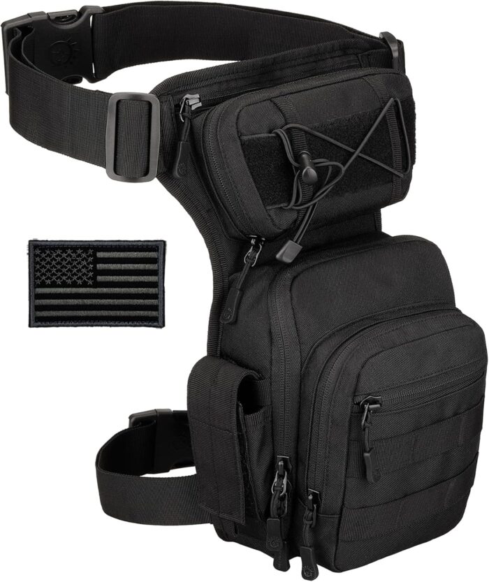 Protector Plus Tactical Drop Leg Bag Military Tool Gear Fanny Thigh Pack Utility Airsoft Motorcycle Cycling Waist Gear Pouch (Patch Included)