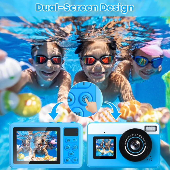 Underwater Digital Camera, Waterproof Camera,10FT Floating Camera for Snorkeling,Surfing,Swimming and Kayaking,Dual-Screen Selfie,Autofocus,18X Zoom,Fill Light,32GB Card,Type-C Rechargeable - Image 6