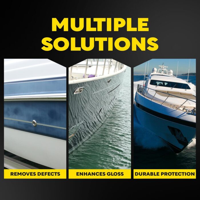 Meguiar's M4965 Marine/RV Fiberglass Restoration System, 3-Piece Marine Fiberglass Repair Kit Featuring Oxidation Remover for Boat Care Plus Boat Polish and Wax - Image 3
