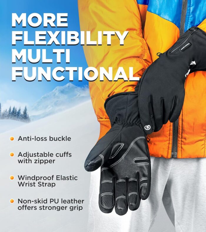 -10℉ Waterproof Winter Gloves Men, Touchscreen Fingers Snow Ski Gloves Women, 5-Layer Touch Screen Cold Weather Gloves - Image 6
