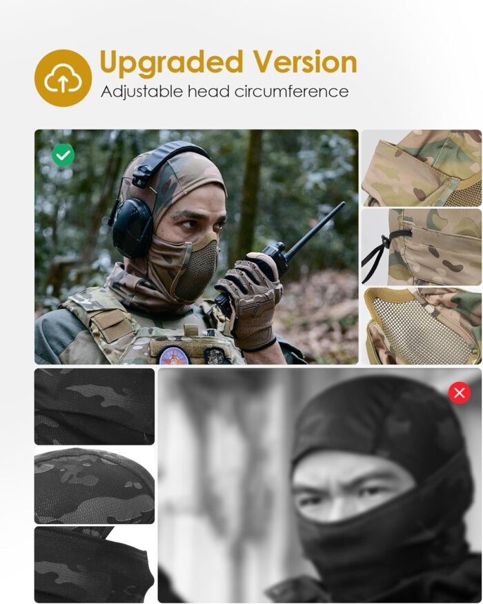 OneTigris Balaclava Mesh Mask, Ninja Tactical Mask with Full Face Protection for Outdoor - Image 4