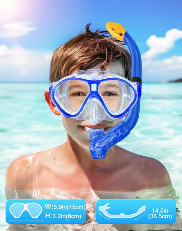 Gintenco Kids Snorkel Set, Diving Mask for Children as Unisex Kids Swimming Goggles, Anti-Fog Diving Mask and Dry Top Snorkel Combo Set for Junior and Youth - Image 4