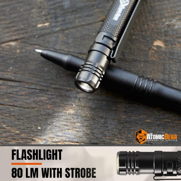 Tactical Pen – Self Defense Pen & Multi-tool Pen - Flashlight Survival Pen for Men & Women - Tactical Gear & Gift - Military EDC Pen + Glass Breaker + Bottle Opener – 3 Ink Refills + 12 Batteries - Image 2