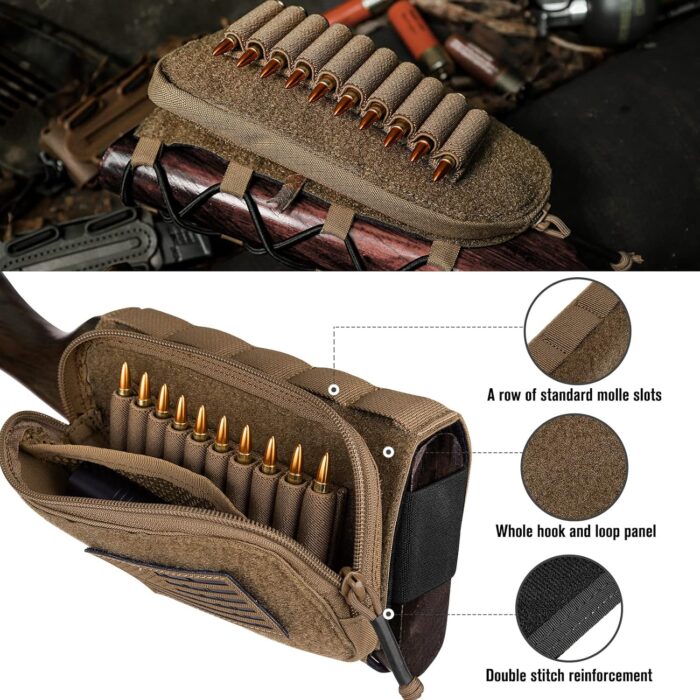 PETAC GEAR Tactical Buttstock Rifle Stock Pack/Adjustable Shell Holder Cheek Rest Pouch for Long Action … - Image 4