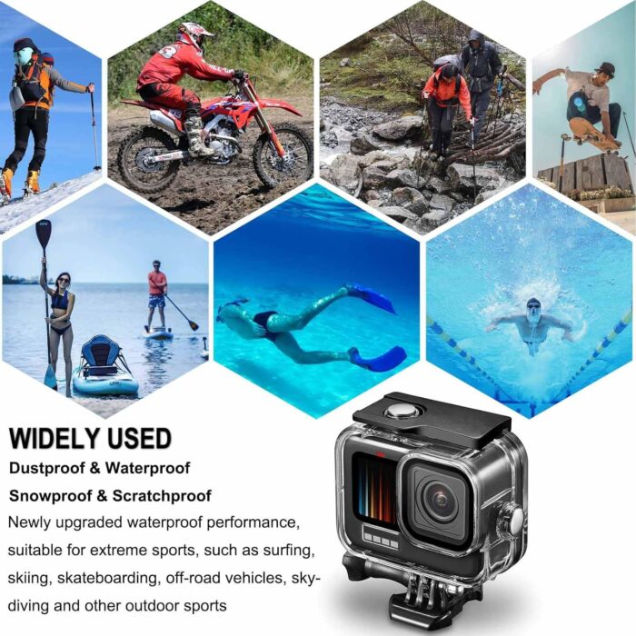 Compatible for Go Pro Hero 13 12 11 10 9 Black Waterproof Housing Case 60M/196FT Protective Underwater Diving Case Shell with Cameras Handle Mount Accessories Kit - Image 7