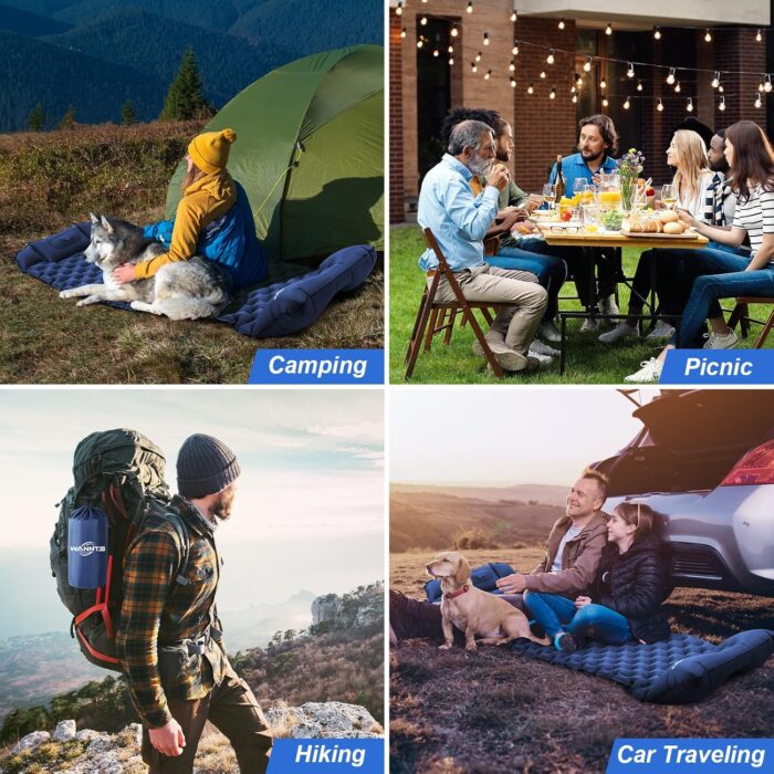 WANNTS Sleeping Pad, Ultralight Inflatable Sleeping Pad for Camping, Built-in Pump, Ultimate for Hiking - Airpad, Carry Bag,-Compact & Lightweight Camping pad(Blue) - Image 6