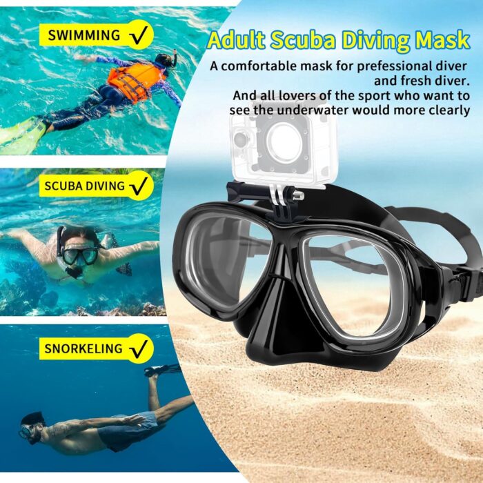 Snorkeling Gear for Adults Youth, Nearsighted Anti-Fog Diving Mask & Silicone Dry Snorkel for Scuba Diving Spearfishing Freediving - Image 4