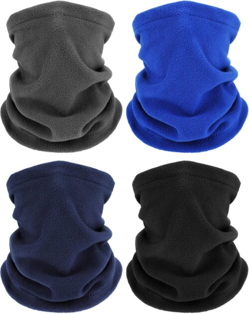 4 Pieces Winter Neck Warmers Fleece Gaiter Windproof Face Covering