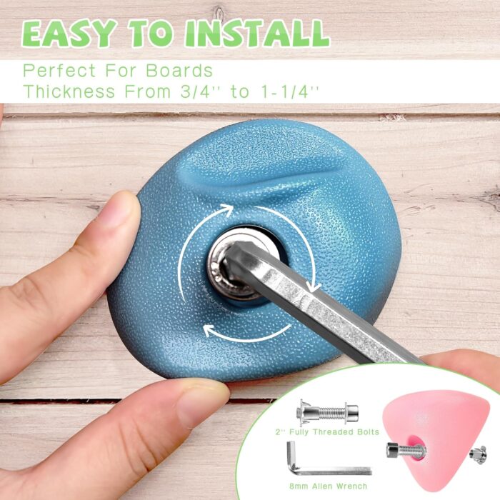 TOPNEW 32 Rock Climbing Holds Multi Size for Kids, Adult Rock Wall Holds Climbing Rock Wall Grips for Indoor and Outdoor Playground Play Set - Image 3