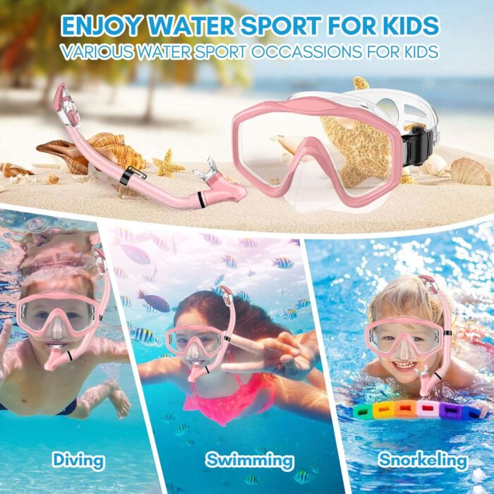 HiiPeak Snorkeling Gear for Kids, Goggles with Nose Cover, Dry Top Snorkel Set for Ages 5-15 - Image 8